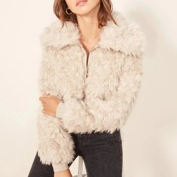 Reformation Freddie Faux Fur Bomber Jacket - Picture 2 of 7